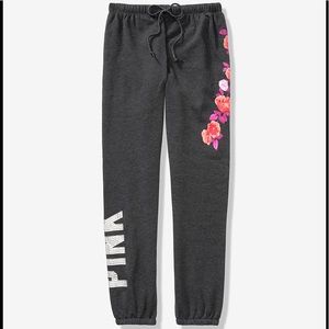 PINK Bling Floral Sweatpants Jogger Size Medium